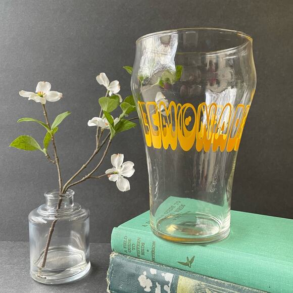 Vintage Clear Yellow Printed Lemonade Glass Large - Picture 5 of 8